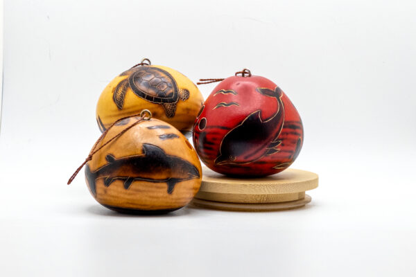 Crucian Ornaments 3 hand-carved dried fruit from the US Virgin Islands.